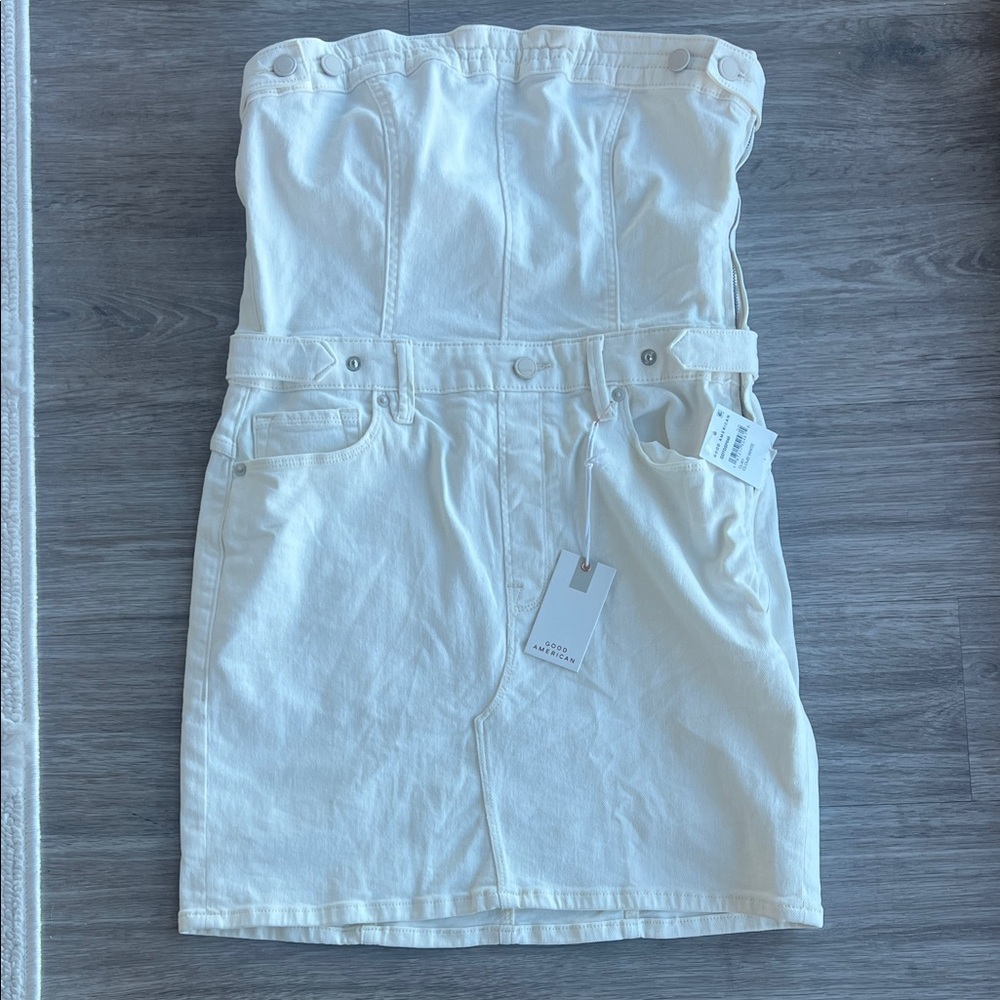 Good American Ivory Denim Dress